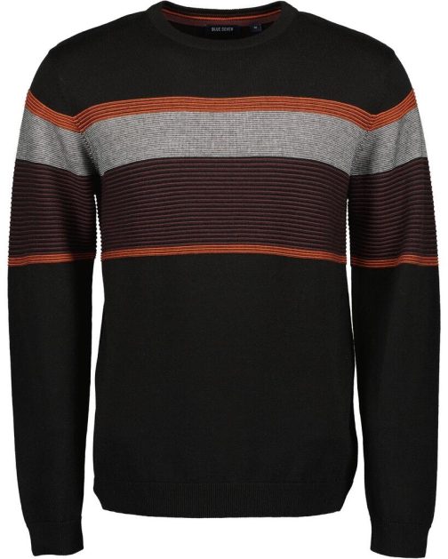 Blue Seven - He Pullover, Rundhals schwarz, farbig abgesetzt - Farbe - Schwarz - Größe (XS-XXXL) - M